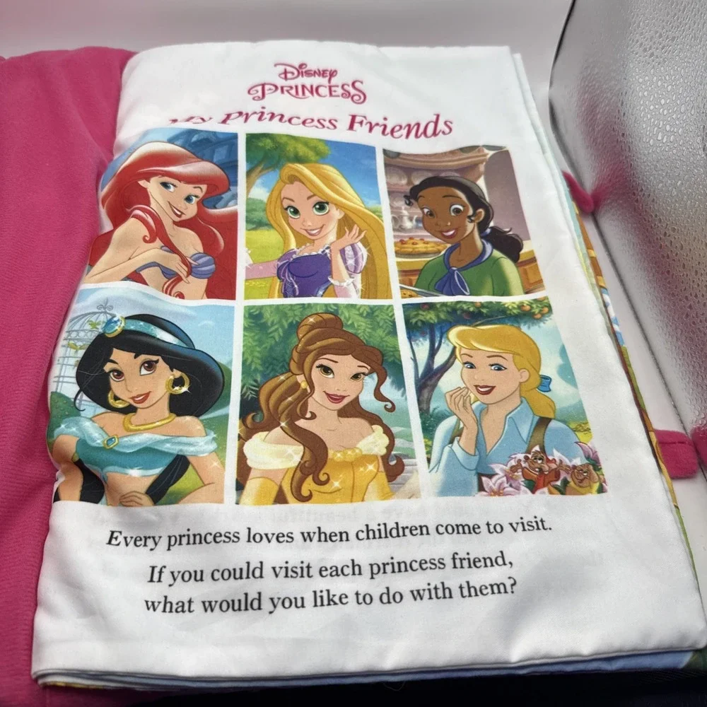Disney Princess Pillow Book Plush Storybook 3D Pink  Room Decor HTF Rare 14in